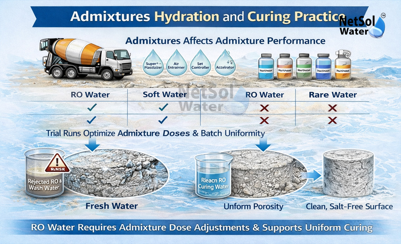 Admixtures hydration and curing practice