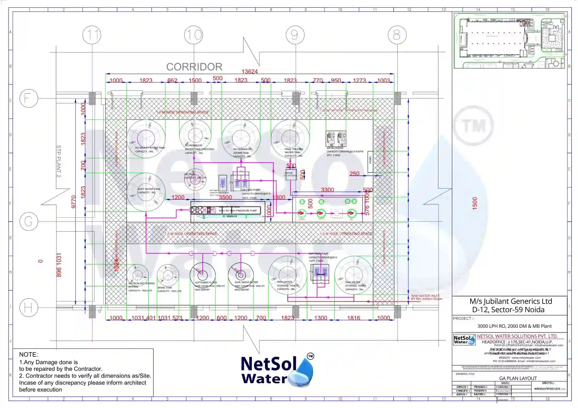 General Arrangement (GA) Layout of Installed WTP System at Site