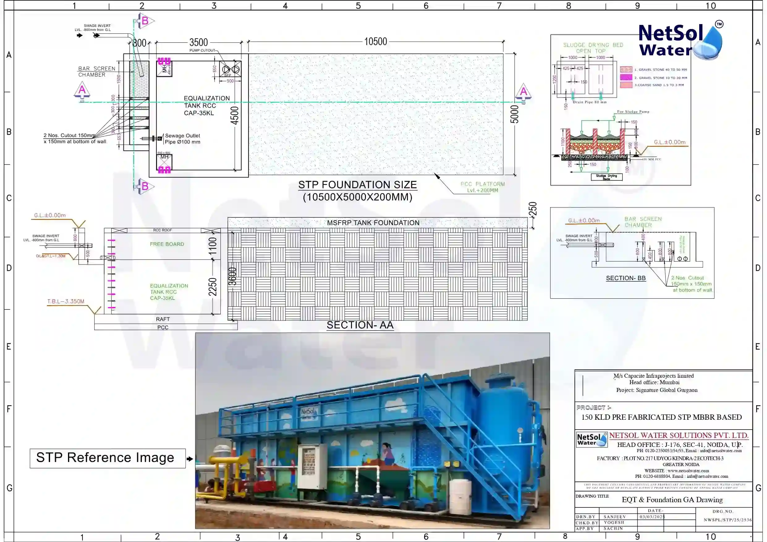 Construction water reuse project layout 125 KLD STP Gurgaon