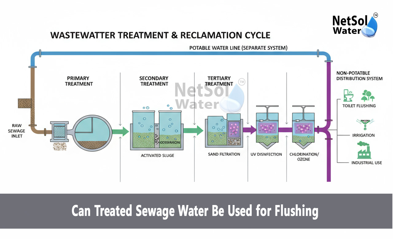 Can sewage water be used for irrigation, Is sewage water drinkable after treatment, What is treated sewage water used for
