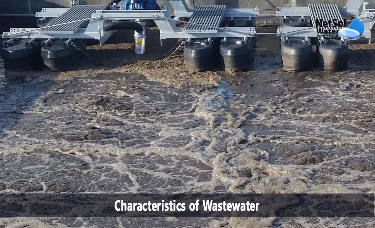 physical characteristics of wastewater, biological characteristics of wastewater, chemical characteristics of wastewater