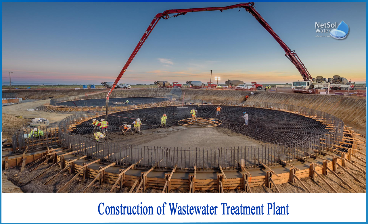 construction of water treatment plant, standard methods of construction for a large wastewater treatment plant, wastewater construction