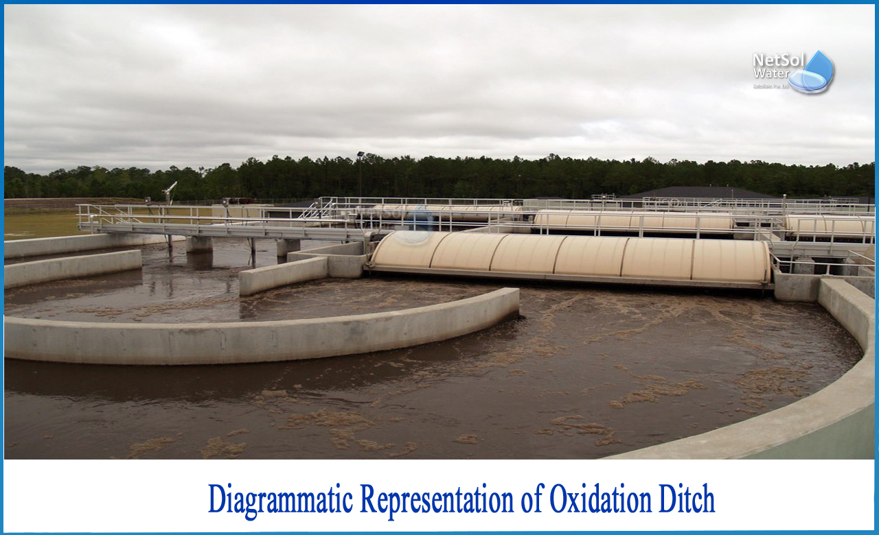 working of oxidation ditch, types of oxidation ditch, oxidation ditch in wastewater treatment, advantages and disadvantages of oxidation ditch