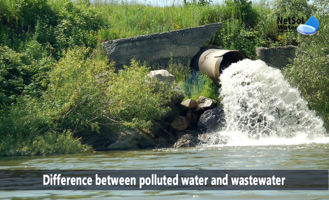 difference between sewage and wastewater, difference between sewage and effluent, Difference between polluted water and wastewater
