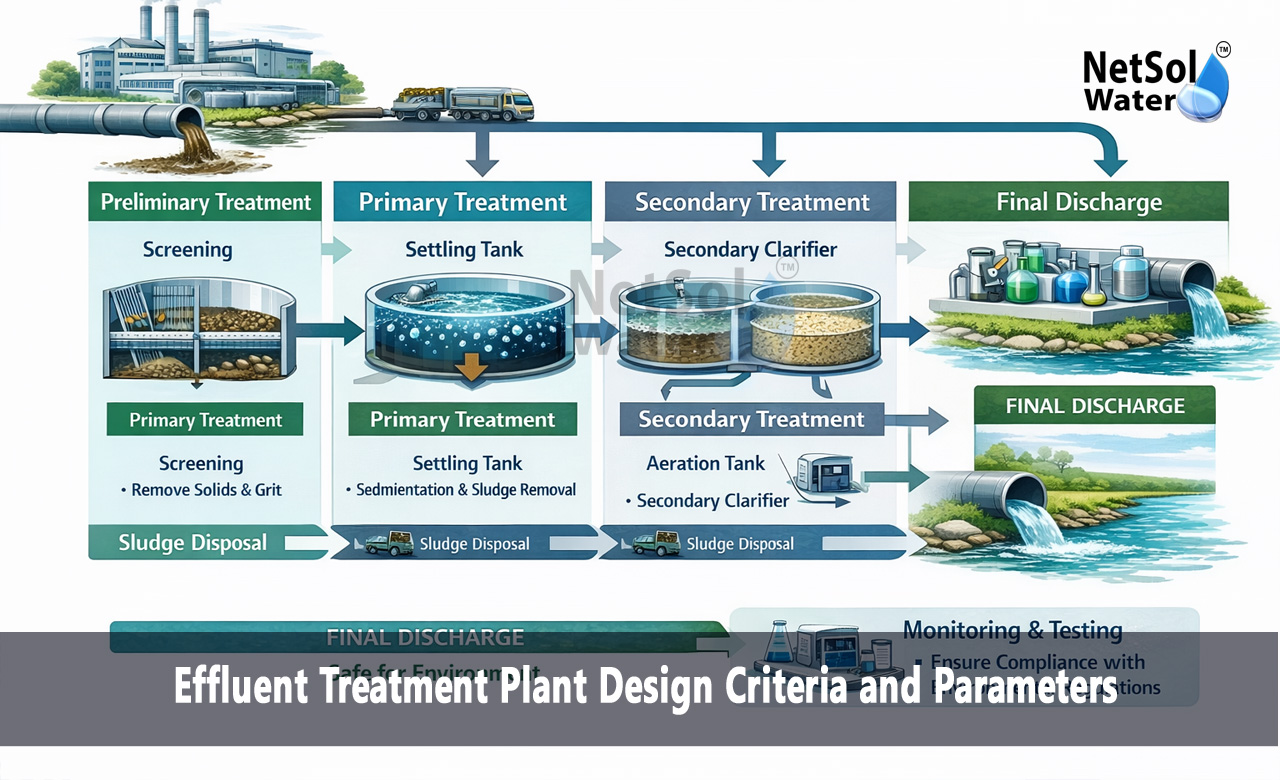 Effluent treatment plant design calculation, Effluent treatment plant design criteria and parameters, ETP design calculation