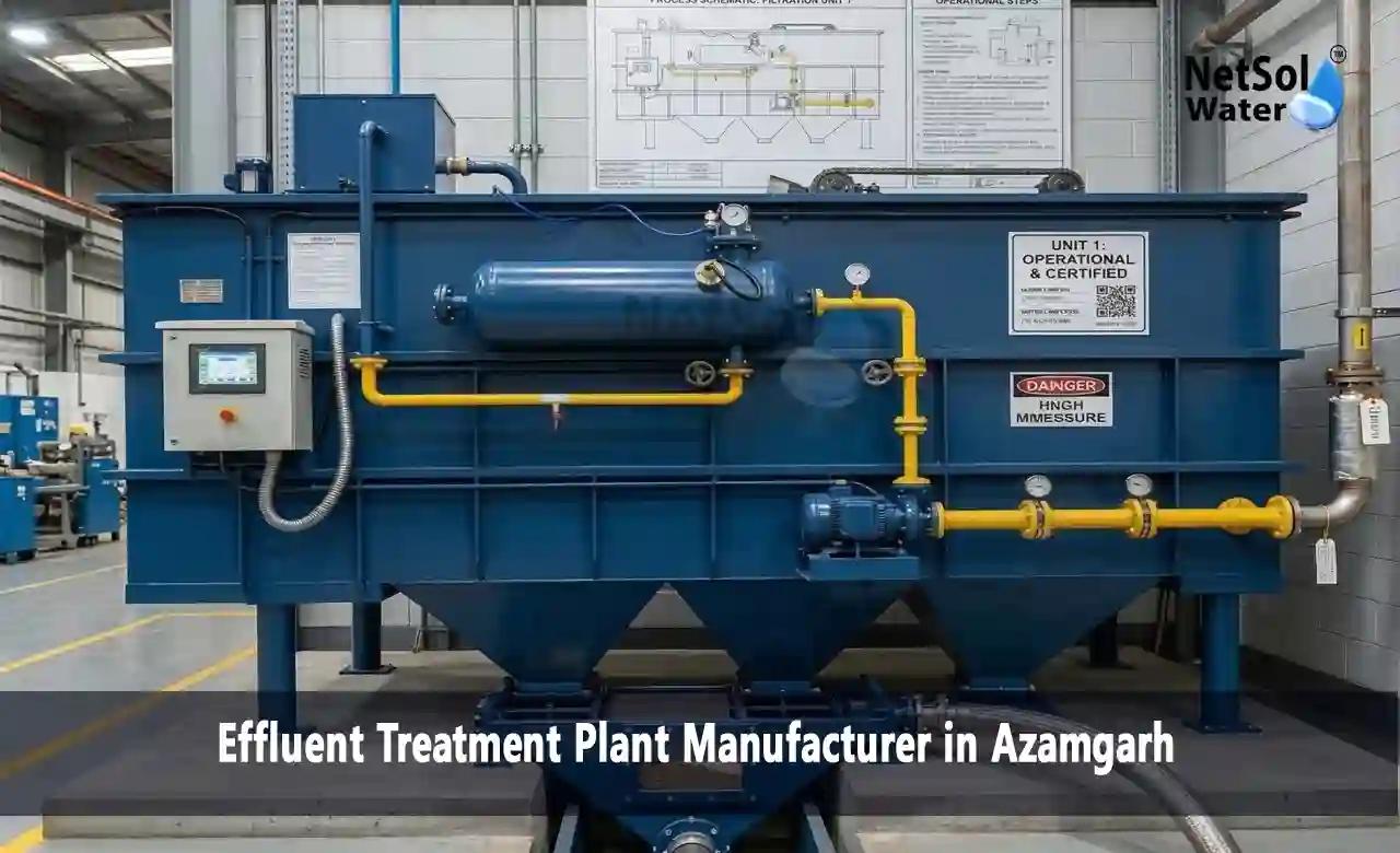 effluent treatment plant Azamgarh, ETP manufacturer Azamgarh, industrial wastewater treatment Azamgarh, ETP cost UP, Netsol Water ETP, CPCB compliant ETP, wastewater treatment plant UP