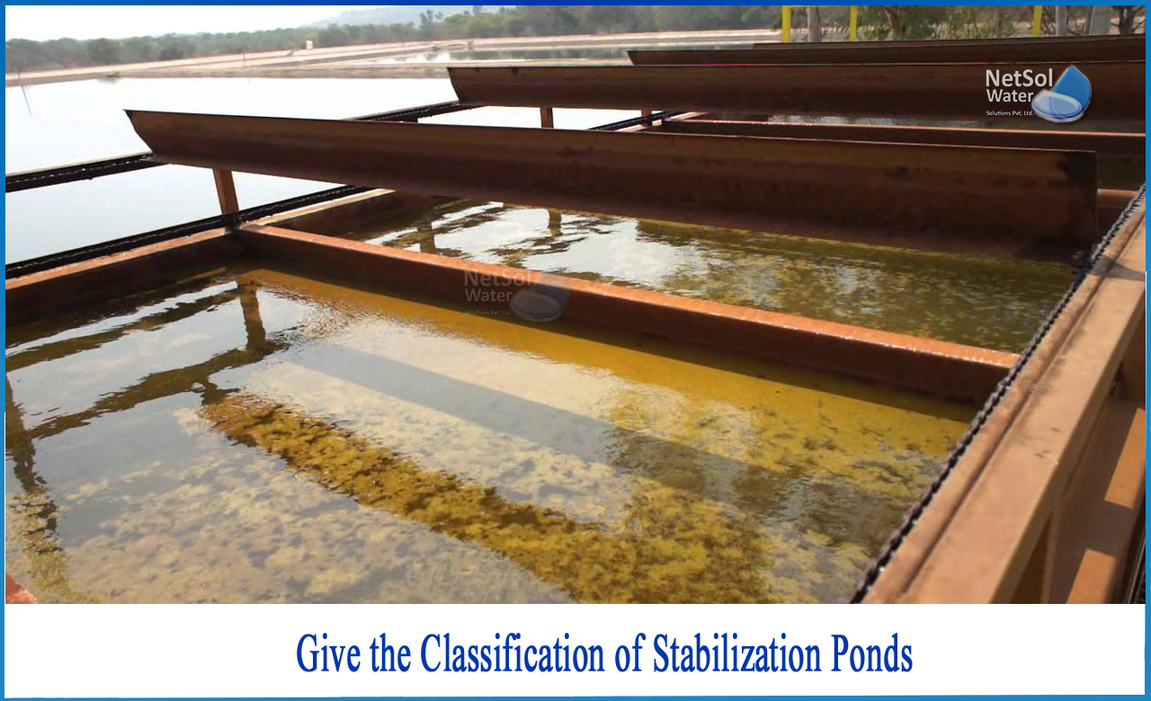 types of waste stabilization ponds, waste stabilization process, construction of waste stabilization ponds