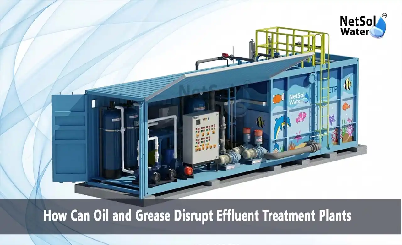 oil and grease removal, effluent treatment plant, industrial wastewater treatment, biological treatment, pretreatment, dissolved air flotation, Netsol Water, wastewater treatment Noida