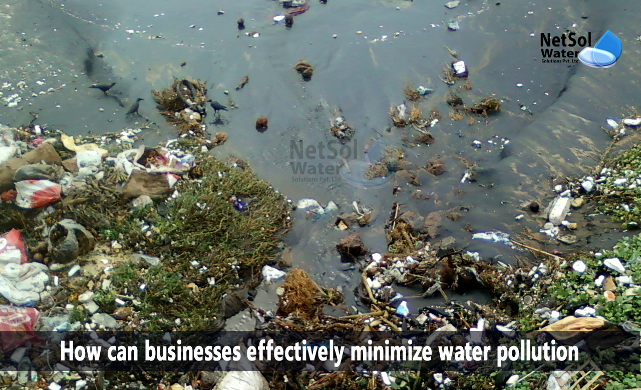 How can businesses effectively minimize water pollution