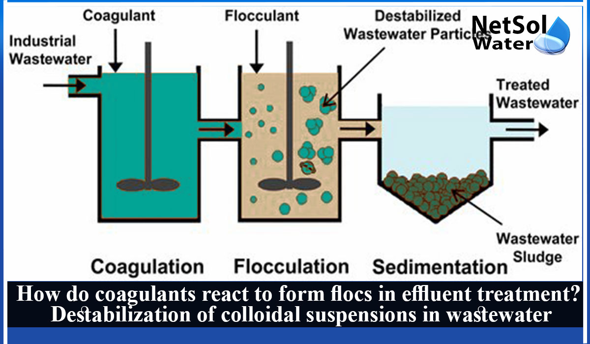 How does a coagulant work to create floc, Destabilization of colloidal suspensions in wastewater