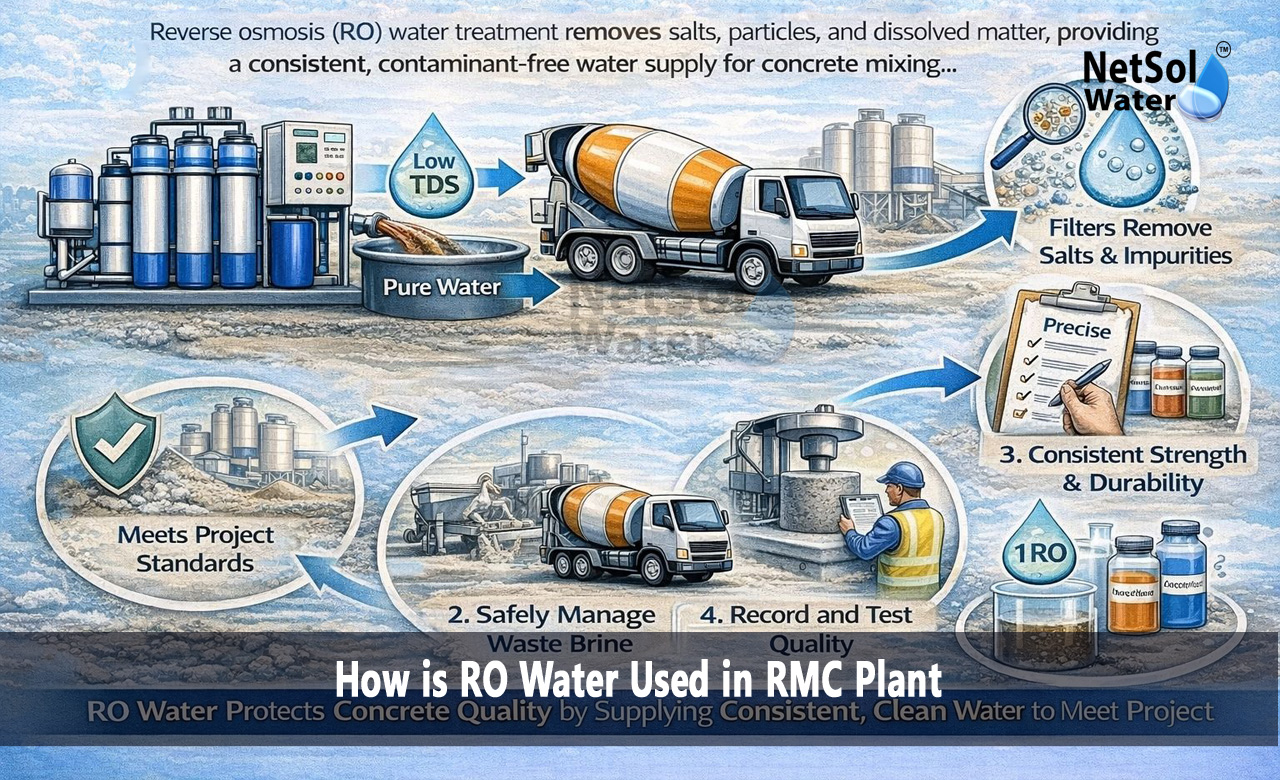 What is the use of RO water, Benefits of using RO water in an RMC plant, Maintenance of RO plants at an RMC plant