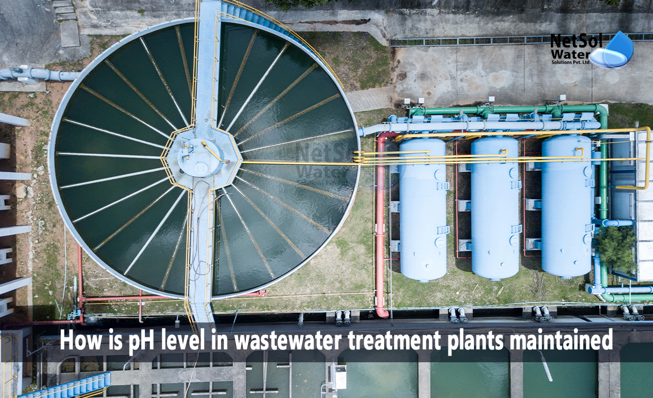 How is pH level in wastewater treatment plants maintained, Why is pH significant in the treatment of effluent