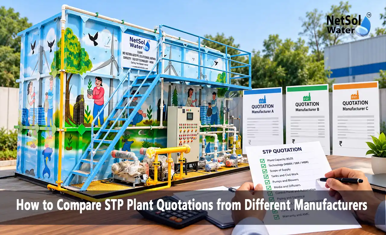 STP plant quotation, compare STP plant quotations, STP plant manufacturers in India, sewage treatment plant cost, STP plant price, MBBR vs SBR, STP AMC, STP plant for residential society