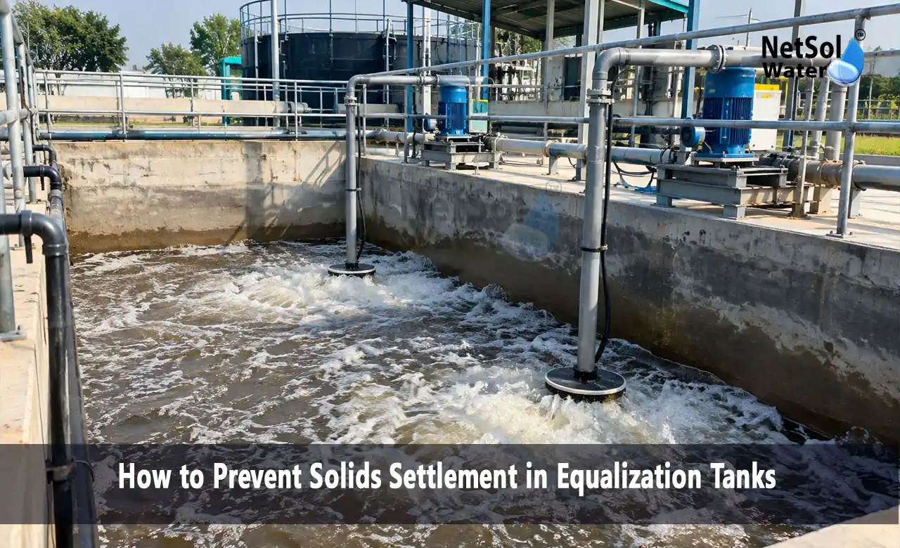 solids settlement in equalization tank, equalization tank mixing, tank geometry, sludge removal, wastewater treatment, ETP, grit removal, tank design