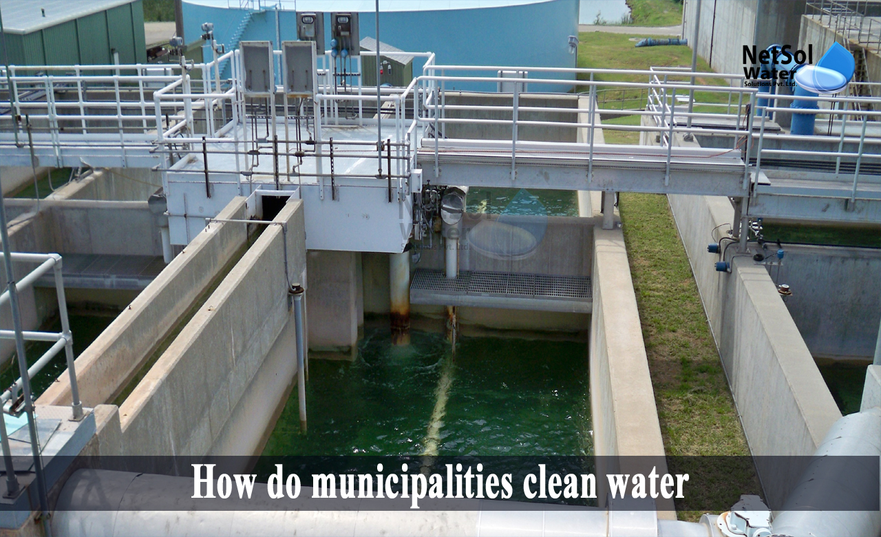 how do municipalities clean water, 7 steps of water purification process, municipal water treatment process