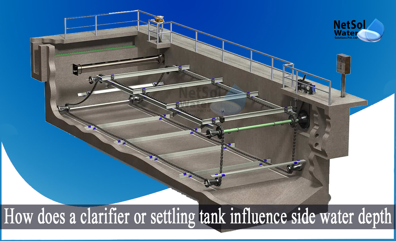 settling tank function, what is settling tank, settling tank influence side water depth