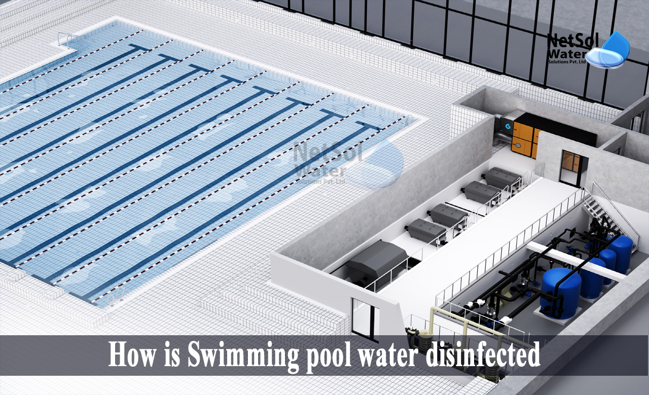 swimming pool water treatment process, swimming pool water cleaning chemical, swimming pool disinfectant
