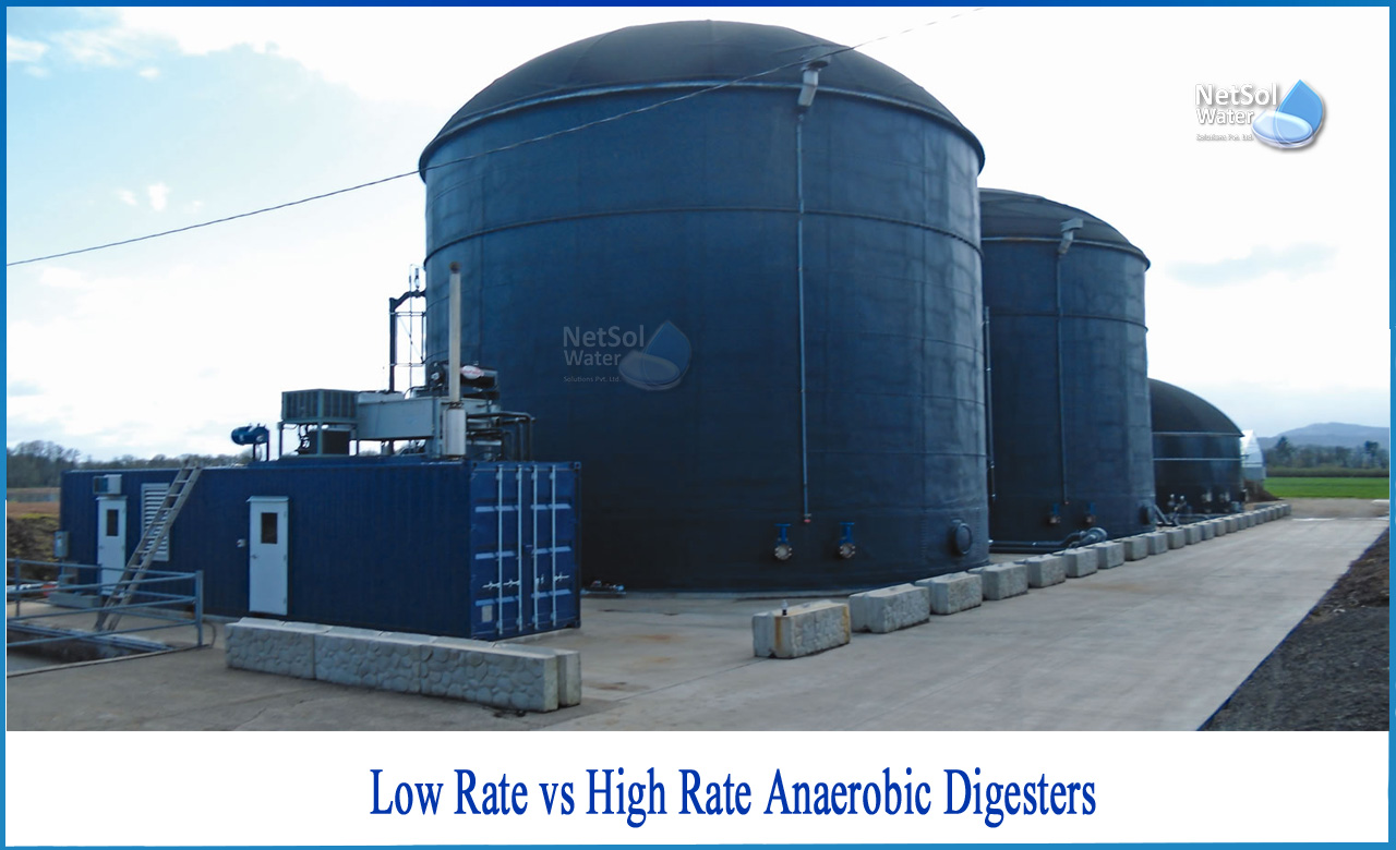 low rate and high rate anaerobic digesters, types of anaerobic digesters, anaerobic contact digester