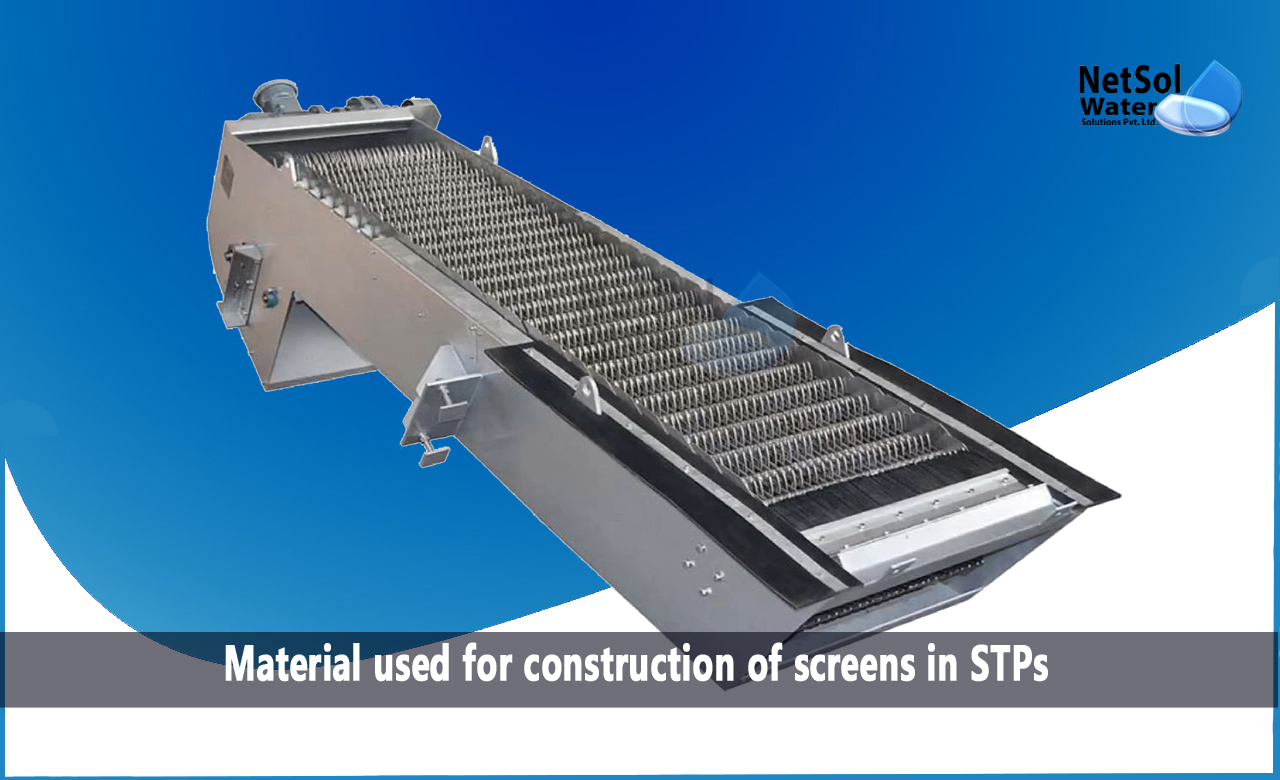 What is the sewage treatment plant's screen size