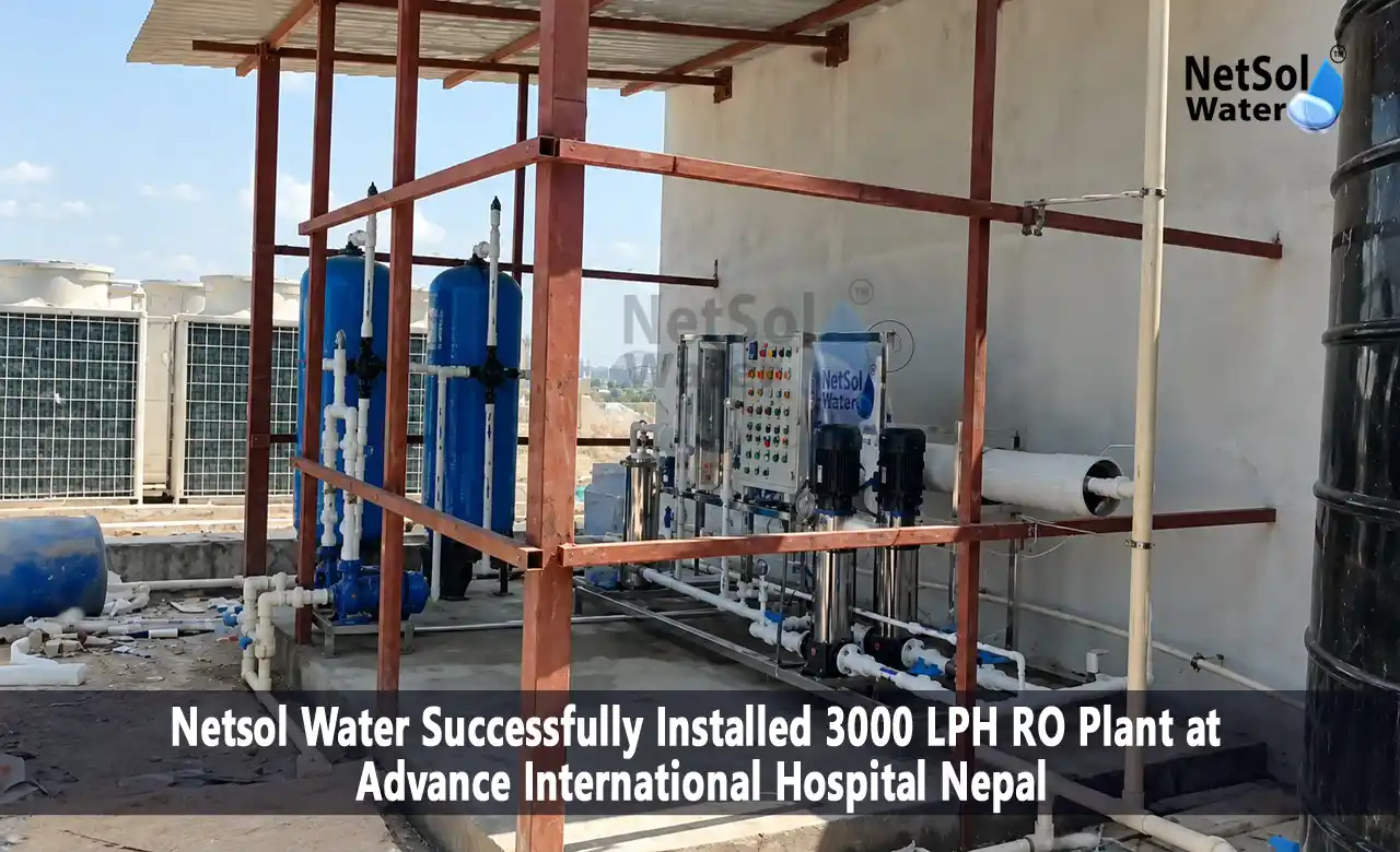 Advance International Hospital Nepal RO plant; 3000 LPH reverse osmosis plant; Industrial RO plant manufacturer; Groundwater RO plant; MSFRP RO plant; RO plant installation in Nepal; RO membrane CIP; RO plant maintenance