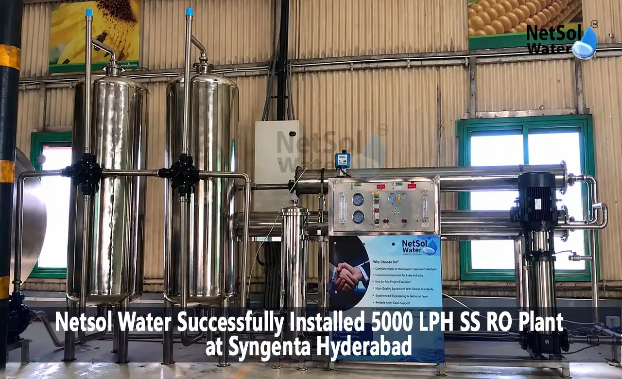 5000 LPH SS RO plant, stainless steel RO plant, RO plant in Hyderabad, high TDS RO plant, borewell water RO plant, industrial RO plant
