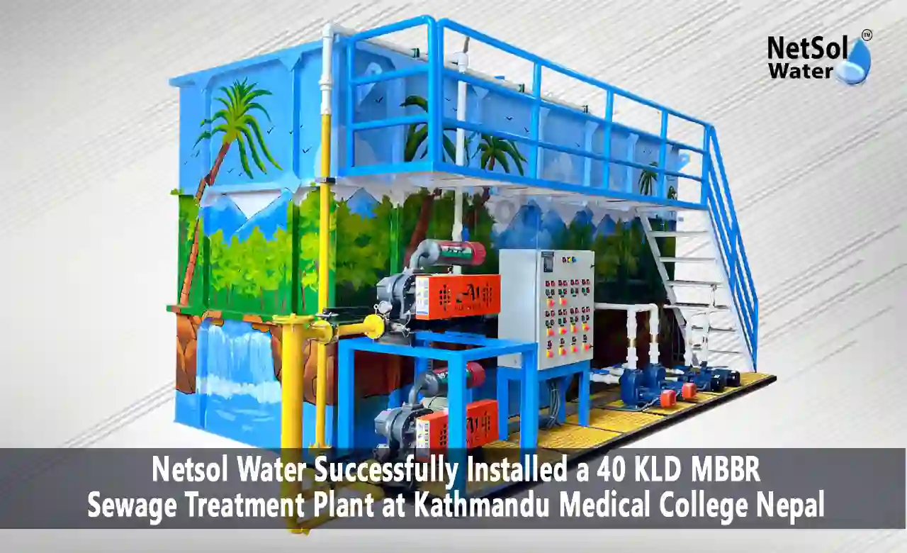 MBBR sewage treatment plant, hospital wastewater treatment Nepal, 40 KLD STP, Kathmandu Medical College STP, BOD reduction hospital, Nepal EPA compliance STP, water reuse hospital, sewage treatment plant Nepal