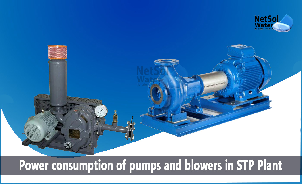 Power consumption of pumps and blowers in STP Plant, Formula of power consumption of pumps, Formula of power consumption of blowers