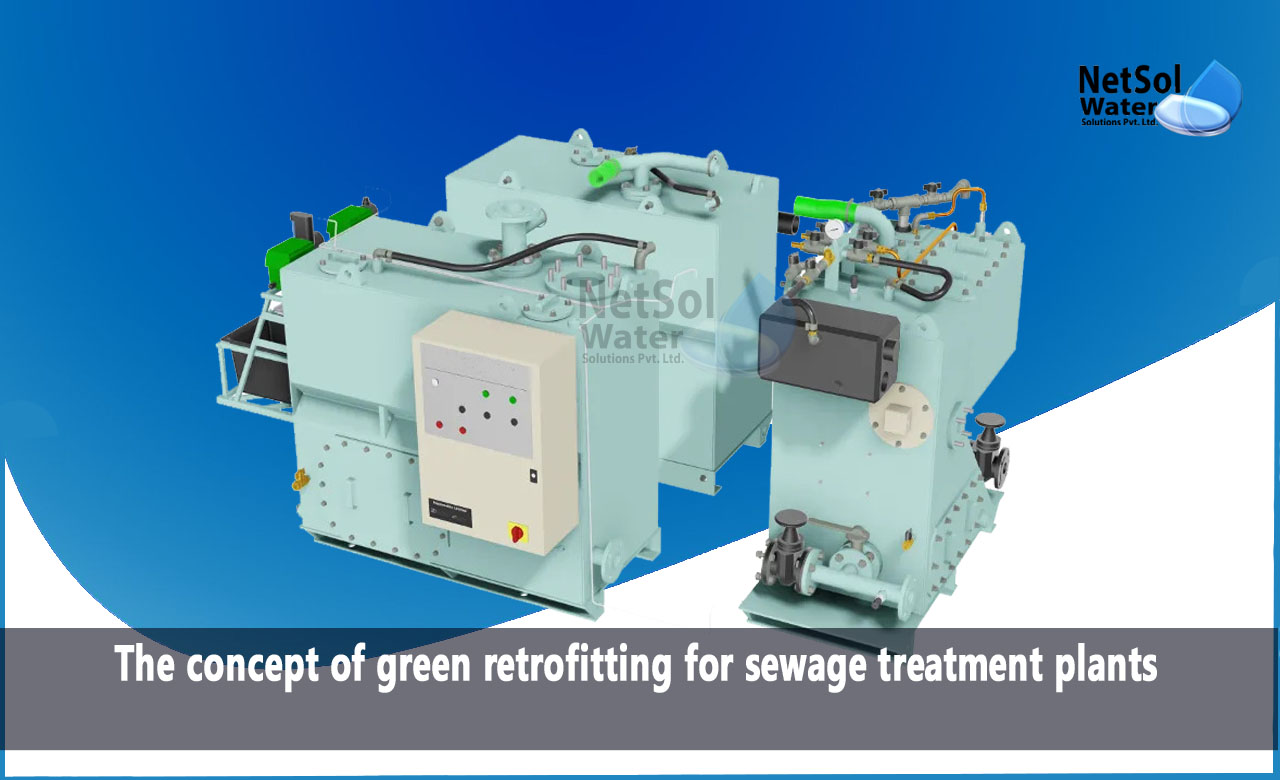 What is the green retrofitting for sewage treatment plants