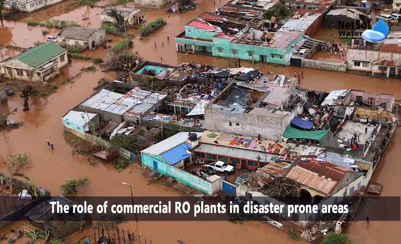 What is the role of commercial RO plants in disaster-prone areas