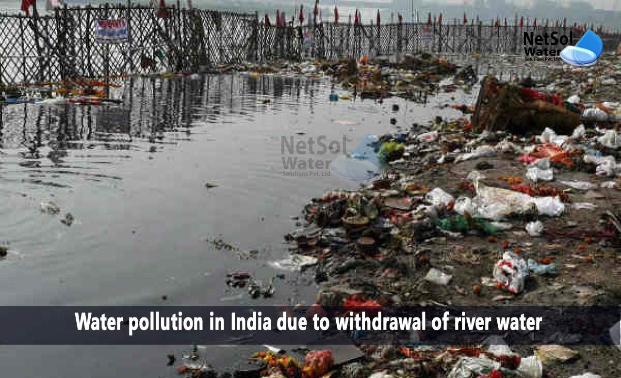 Water pollution in India due to withdrawal of river water, What happens when there is less water than the minimum water flow
