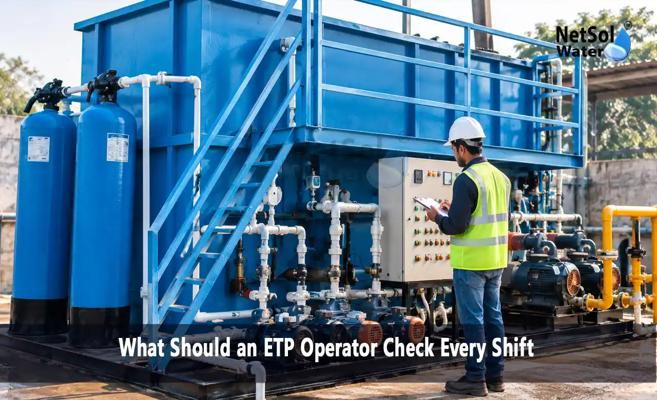 ETP operator checklist, effluent treatment plant shift check, ETP shift log, wastewater treatment plant operation, ETP maintenance checklist, sludge handling checklist, ETP pH monitoring