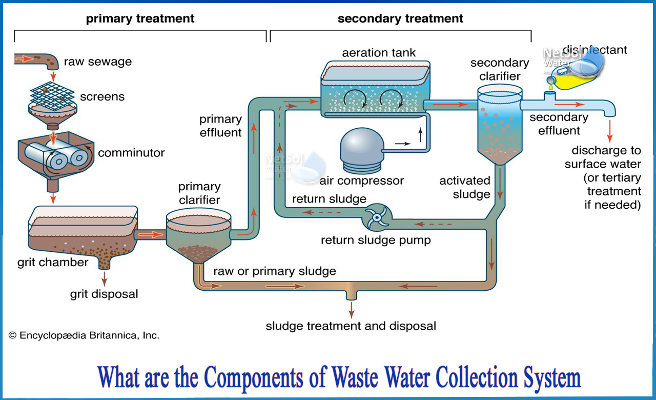 components of wastewater treatment plant, what are the components of sewage, operation and maintenance of wastewater collection systems