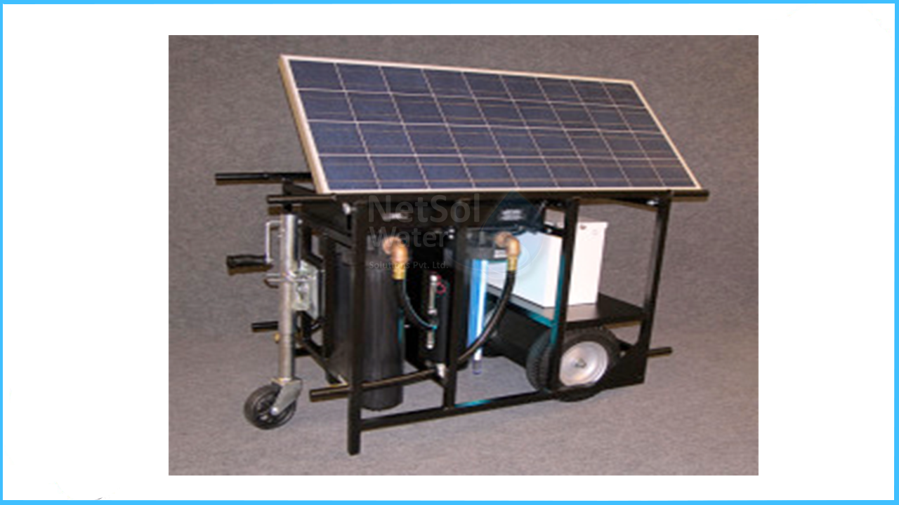 How can travelers benefit from portable solar powered water filtration systems